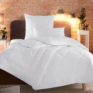 Microfaserbettdecke + Kopfkissen OTTO HOME "Baca, 2-tlg. Bettdecke 135x200 oder155x220 cm mit Kissen 80x80 cm", weiß, B/L: 135cm x 200cm Anzahl Teile 1, B/L: 80cm x 80cm Anzahl Teile 1, Bezug: Polyester Füllung: Polyester, normal, Bettdecken Bezug: 100% Polyester. Kopfkissen Bezug: 100% Polyester. Bettdecken Füllung: 100% Polyester. Kopfkissen Füllung: 100% Polyester, Bettwaren-Sets, Microfaserbettdecke + Kopfkissen, Set Bettdecke & Kissen Made in Germany, Sommer, Winter