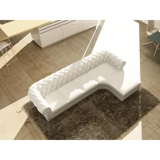 Klassische Chesterfield Polster Sitz Eck Leder Garnitur Wohnlandschaft L Form - Schwarz