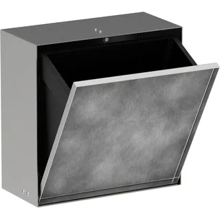 hansgrohe XtraStoris Rock - Einbau Badezimmer Mülleimer mit befliesbarer Tür, eingelassene Wandnische 300x300x140 mm, Mülleimer Bad, Abfalleimer Bad, Badezimmer Zubehör, Edelstahl gebürstet, 56090800