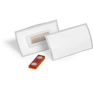 Durable Namensschild CLICK FOLD 40x75 mm mit Magnet verdrehsicher PP, Packung à 10 Stück, transparent, 825919