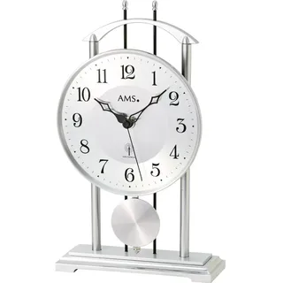 AMS 5192 Tischuhr Funk Funktischuhr mit Pendel silbern - Silber