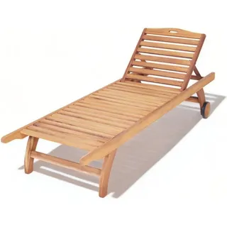 Outdoor Liegestuhl Relax Liege Sonnenbank Holzliege Terrassenmöbel Balkon - Braun