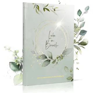 MeinBaby123® Schwangerschaftstagebuch hochwertig vergoldet, Geschenk, Schwangerschaft Tagebuch (mint Eukalyptus)