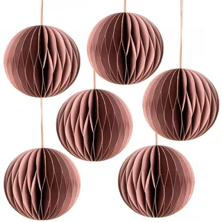 Logbuch-Verlag 6 rosa Weihnachtskugeln Papier Wabenball Kugeln zum Aufhängen Christbaumschmuck Altrosa Vintage Ø 8 cm