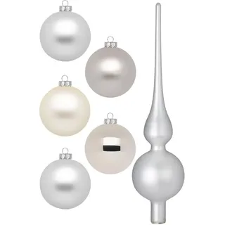 MAGIC by Inge Weihnachtsbaumkugel »Cloud Dancer, Weihnachtsdeko, Christbaumschmuck« Christbaumkugeln aus Glas, 45 Kugeln Ø ca. 4-6 cm, inkl. Spitze 28 cm, bunt