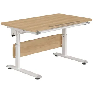 Paidi Jugendschreibtisch , Weiß, Eichefarben , Metall, Kunststoff, Holzwerkstoff , 70x53-79x120 cm , Blauer Engel, Goldenes M , höhenverstellbar, in verschiedenen Holz-Dekoren erhältlich , Holzmöbel, Holztische, Schreibtische Holz, Kinderschreibtische Holz