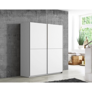 Forte Möbel Set: Kleiderschrank+Einlegeböden+Schubladenkommode+Türstopper, Holzwerkstoff, weiß, Groß