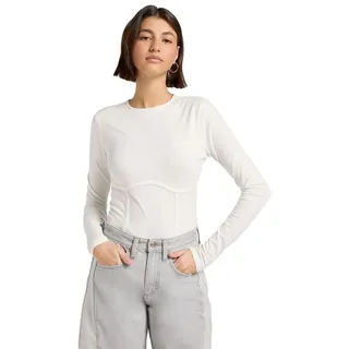 LEE - T Shirt Damen - Slim Fit - Corset Top - Ecru