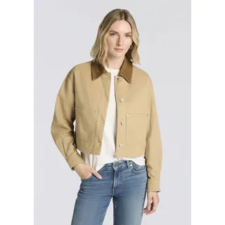 Kurzjacke HUGO BLUE "Andeso", Damen, Gr. 40, open beige 280, Denim/Jeans, Obermaterial: 100% Baumwolle, unifarben, relaxed fit hüftlang, angesetztes Bündchen mit Knöpfen, Jacken Kurzjacke, im Boxy Fit, cropped