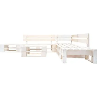 vidaXL 6-tlg. Paletten-Lounge-Set Holz Weiß - Weiß