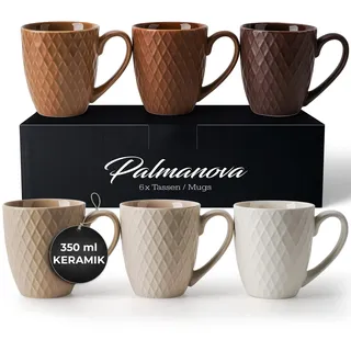 MIAMIO – 6 x 400 ml – Kaffeetassen Set/Becher – Moderne Keramik Tasse Matt – Kaffeetasse groß – Palmanova Kollektion (Beige)