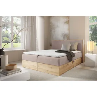 Boxspringbett Schlafzimmerbett ROLAND 120x220cm in Stoff Lincoln Rosa - Rosa