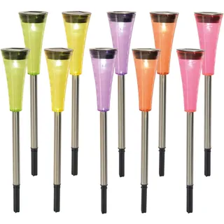 NÄVE Solarleuchte Edelstahl 10 Stk. inkl. Dämmerungssensor mehrfarbig