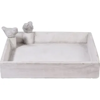 dobar® 12979e Quadratische Vogeltränke Carré - Großes Vogelbad aus Zement - Vogelbecken für Wildvögel - Wassertränke für Garten/Terrasse/Balkon - 29 x 29 x 5 cm - Weiß