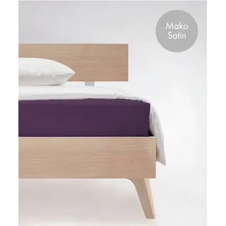 Spannbettlaken FLEURESSE "Colours in Gr. 90x200, 140x200 oder 180x200 cm", lila (lavendel), B:160cm L:200cm, Mako-Satin, Obermaterial: 100% Baumwolle, Bettlaken, Spannbettlaken, Mako Satin, für Matratzen bis 23 cm Höhe, Bettlaken, Spannbetttuch