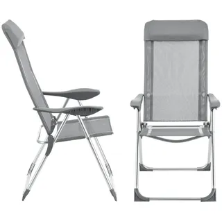 [en.casa] Klappstuhl Errenteria 109 x 57 x 67 cm Hellgrau 2 St.