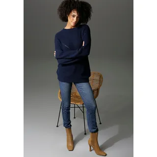 Aniston CASUAL Rundhalspullover Blau 36