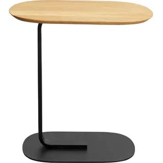 Kare Design Beistelltisch Tassilo, Schwarz, C-Form für Laptop, Mobiler Kaffeetisch, Couchtisch, Wohnzimmertisch, Rechteckig, Skandi Style, Massivholz Tischplatte, Stahl Fuß, 56x58,5x34 cm (H/B/T)