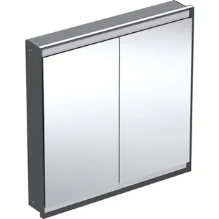 Geberit ONE Spiegelschrank mit ComfortLight, 2 Türen, Unterputzmontage, 90x90x15cm, 505.803.00.7, Farbe: schwarz matt / Aluminium pulverbeschichtet