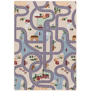 Snapstyle Kinder Spiel Straßenteppich Beige, 100x200cm