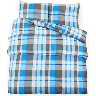 Bettwäsche-Set Blau und Grau 240x220 cm Baumwolle - Grau