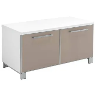 Novel Garderobenbank , Weiß, Taupe , Metall , 84x45x40 cm , Goldenes M, Made in Germany, DGM-Klimapakt , Typenauswahl , Garderobe, Garderobenbänke, Garderobenbänke