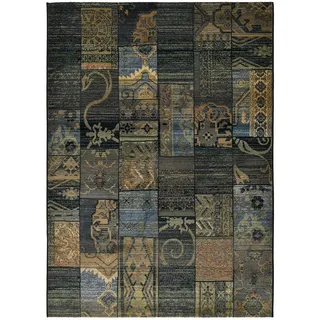 THEKO Teppich THEKO "Gabiro 5504" Gr. 12, blau, B:80cm H:10mm L:300cm, Kunstfaser, Teppiche, Teppich, Melange-Effekt, Patchwork Design, auch als Läufer, Wohnzimmer