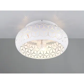 Skandinavische LED Deckenlampe mit Ventilator und Fernbedienung Weiß matt, Ø50cm