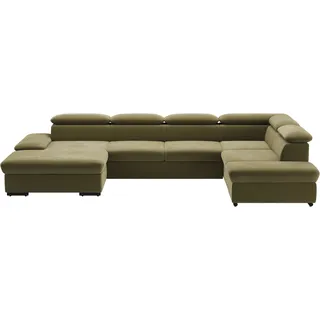 sit&more Wohnlandschaft »Alcudia U-Form« wahlweise mit Bettfunktion, grün