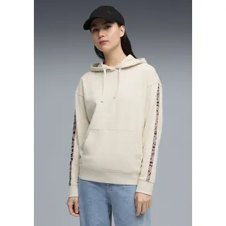 Kapuzensweatshirt PUMA "ESS GRAPHIC ANIMAL COMFORT HOODIE TR", Damen, Gr. S, beige (alpine snow), Sweatware, Obermaterial: 68% Baumwolle, 32% Polyester, bedruckt, comfort fit normal, angesetztes Bündchen, Sweatshirts Kapuzensweatshirt, sportlicher Stil, mit Kängurutasche, mit Print-Applikation