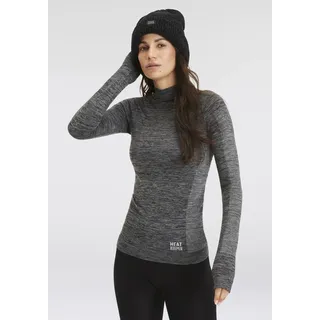 Thermounterhemd HEATKEEPER, Damen, Gr. XL, N-Gr, schwarz (schwarz, melange), Obermaterial: 60% Polyester, 35% Polyamid, 5% Elasthan, meliert, hoch geschlossener Ausschnitt, Unterhemden Thermounterhemd, Atmungsaktiv, semlees Tog 2.0, Thermowäsche