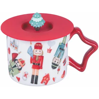 Villa d'Este Home Tivoli Becher 280ml New Bone China Porzellan Deckel Silikon XMas