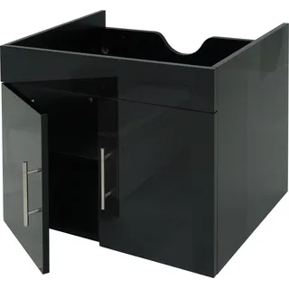 Waschbeckenunterschrank HWC-D16, Waschtischunterschrank Waschtisch Unterschrank Badmöbel, hochglanz 60cm schwarz - Schwarz