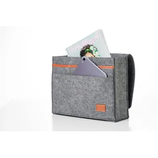 hausleben Bettasche (Dunkelgrau) | Sofa und Bett Organizer aus dickem Filz | Anti-Rutsch Aufbewahrungstasche | Nachttisch Tasche | Hängeaufbewahrung für Handy, iPad, Brille, Buch