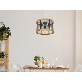 meine wunschleuchte LED Pendelleuchte mit Holz & Drahtgeflecht, Ø40cm