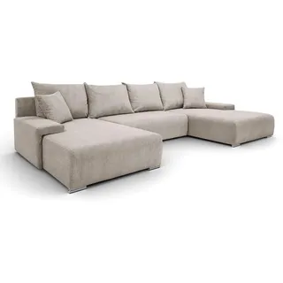 lookway Wohnlandschaft Beige, Textil, 348x93x188 cm Wohnzimmer, Sofas , Couches, Wohnlandschaften, Wohnlandschaften in U-Form