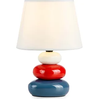 Konsimo Nachttischlampe SALU, Dunkelblau, Keramik/Stoff, 18x18x24cm - Dunkelblau