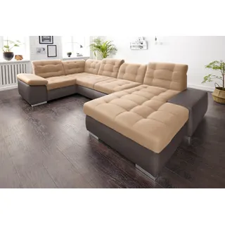 sit&more Wohnlandschaft Mikrofaser U-Form 3-Sitzer Braun