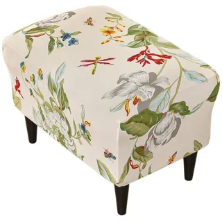 EBETA Hockerbezug Bankhussen, Elastische Hussen für Ottomane, Fußhockerbezug, Abdeckung Überzug für Hocker Ottomane Schonbezug (Die Frühlingsstimmung)