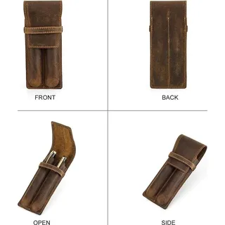 CONTACTEN Echt leren pennenetui, handgemachte vintage pennenhouder, beschermhoes für pennen auf Reisen, elegantes Büro-Accessoire, pennenbakje, Kaffee 2, Stropdasetui
