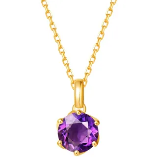 FANCIME Solide 14 Karat 585 Gelb Gold Kette mit Natürlich Amethyst Anhänger, Februar Geburtsstein Halsketten Feine Geschenk Schmuck für Damen, Verstellbares Kette: 40 + 5 cm