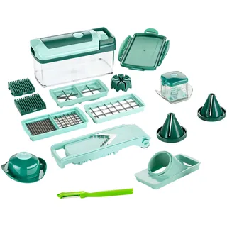 Genius Zerkleinerer »Nicer Dicer Fusion inkl. Börner Kombi-Schäler, Set 17-tlg.«, Schneidgerät für Würfel, Stifte, Scheiben Spiralen u.v.m., grün