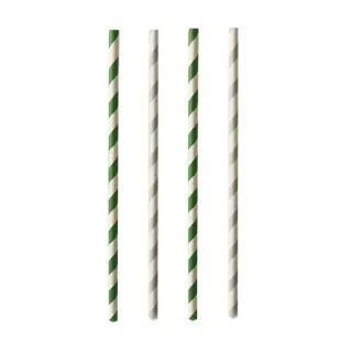 Papstar Pure Trinkhalme, Papier, Trinkröhrchen aus Papier, 1 Packung = 25 Stück, Stripes, einzeln gehüllt