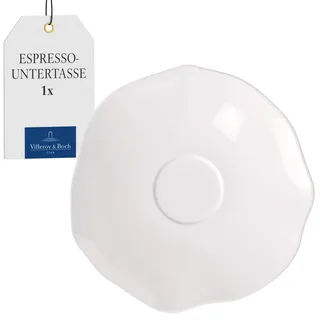 Villeroy & Boch – Pura Espresso-Untertasse, ca. 12 × 12 × 1,5 cm, Reinweiß, spülmaschinenfest & mikrowellensicher, fließende Form, Premium Bone Porzellan made in Germany