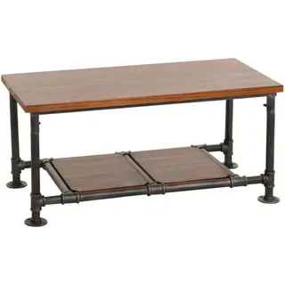 MCW Couchtisch N27 Wohnzimmertisch Tisch Sofatisch Beistelltisch Industrial Massiv-Holz Metall 48x10