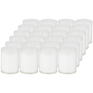 Sovie CANDLES Refill Kerzen Klar 24 Stück - Kerze in Kunststoff-Hülle - ca. 24 Stunden Brenndauer - Kerzen Deko Innen & Außen - Schützt Glas & Dekoration