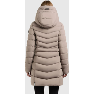 Steppmantel KHUJO "TUHANI5", Damen, Gr. M (38), beige (greige), Steppware, Obermaterial: 100% Polyester. Futter: 100% Nylon. Wattierung: 100% Polyester, unifarben, hüftbedeckend, elastischer Bund, Mäntel Steppmantel, mattes Obermaterial