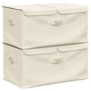 vidaXL 2x Aufbewahrungsbox Spielzeugkiste Spielzeugbox Stoffbox Faltkiste Faltbox Regalkorb Kiste Korb Box Organizer Stoff 50x30x25cm Creme