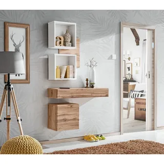 Moderne Komplette Einrichtung 4tlg Diele Wandregale Wandschrank Neu Regal - Braun