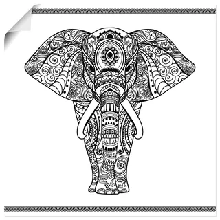 Artland Wandbild »Elefant in Mandala«, Wildtiere, (1 St.), als Leinwandbild, Poster, Wandaufkleber in verschied. Größen, weiß